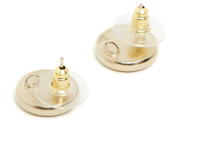 Orecchini a bottone Chanel CC 5 Dorati D'oro - vista 2