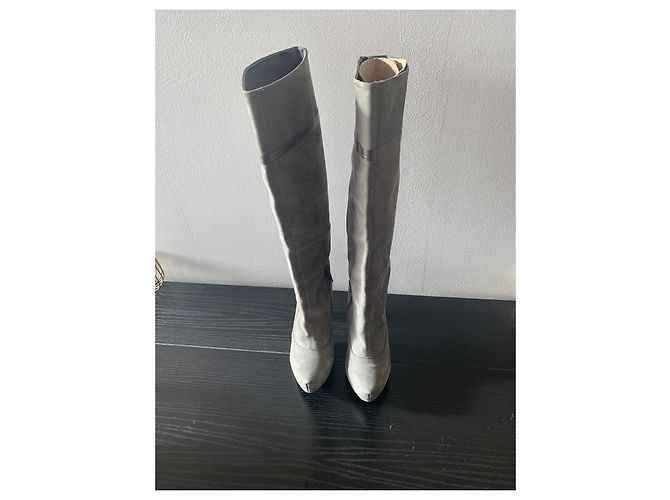 Zara Botte grise en Suède à talon et plateforme - vue 2