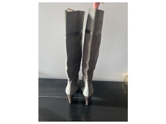 Zara Botte grise en Suède à talon et plateforme - vue 4