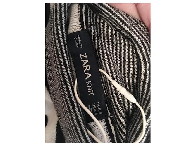 Zara Strickpullover aus Baumwolle mit Rollkragen gestreift Navy Weiß Marineblau - Ansicht 5