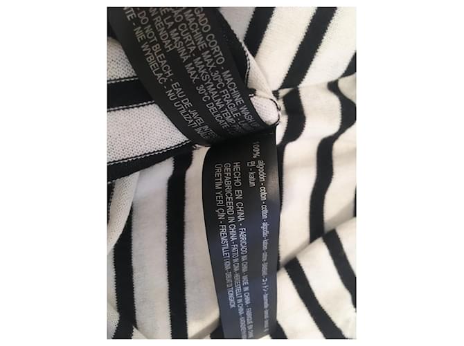 Zara Strickpullover aus Baumwolle mit Rollkragen gestreift Navy Weiß Marineblau - Ansicht 6