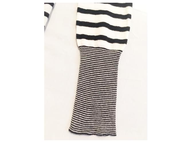 Zara Strickpullover aus Baumwolle mit Rollkragen gestreift Navy Weiß Marineblau - Ansicht 8