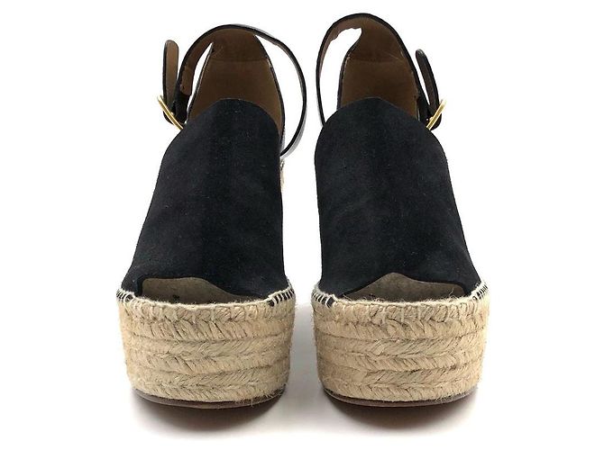 Sandali Chloé espadrillas con plateau e zeppa in pelle nera - vista 4