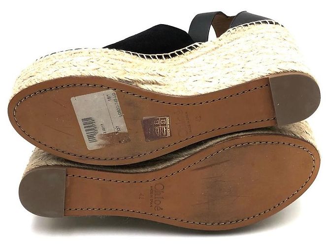 Sandali Chloé espadrillas con plateau e zeppa in pelle nera - vista 6
