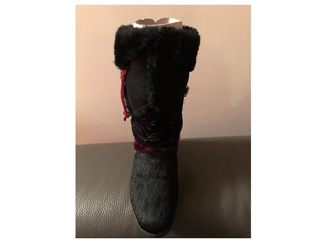 Autre Marque Botas de nubuck y pelo de cabra negras Negro - vista 2