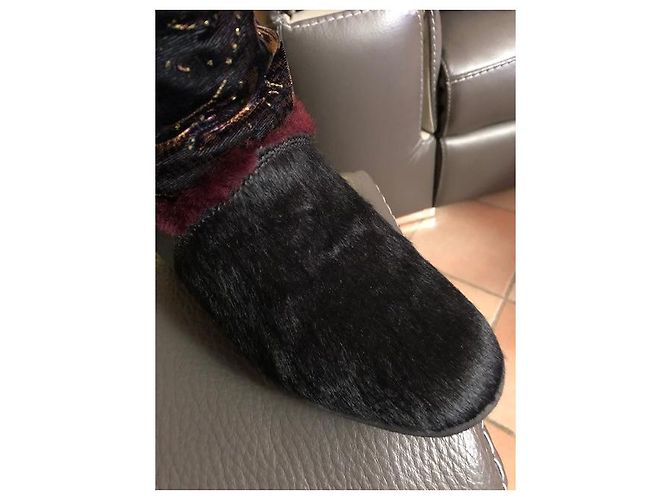 Autre Marque Botas de nubuck y pelo de cabra negras Negro - vista 3