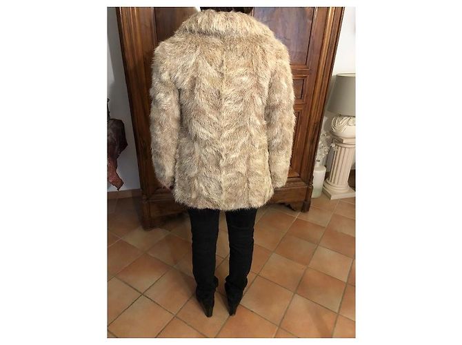 Autre Marque Abrigo de piel de marmota beige talla 38 - vista 4
