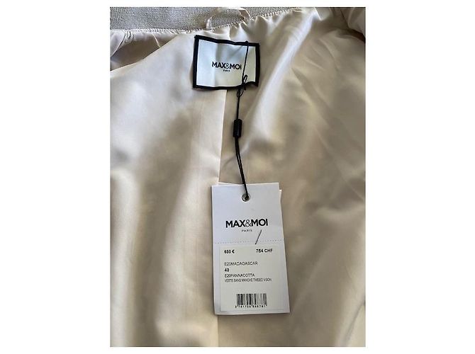 Max & Moi Ärmellose Weste Beige und Ecru mit Nerzbesatz - Ansicht 2