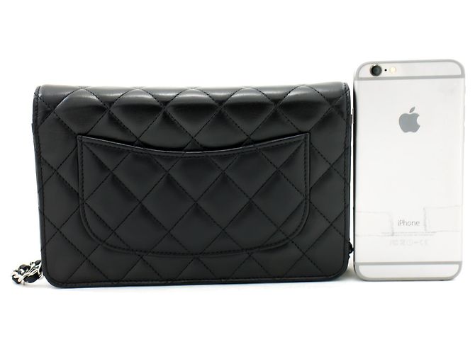 Wallet On Chain Portafoglio classico nero CHANEL con tracolla a catena WOC a tracolla - vista 3