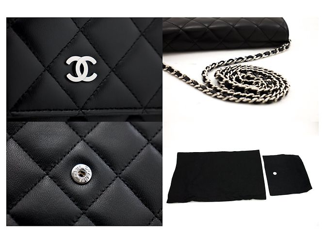 Wallet On Chain Portafoglio classico nero CHANEL con tracolla a catena WOC a tracolla - vista 7