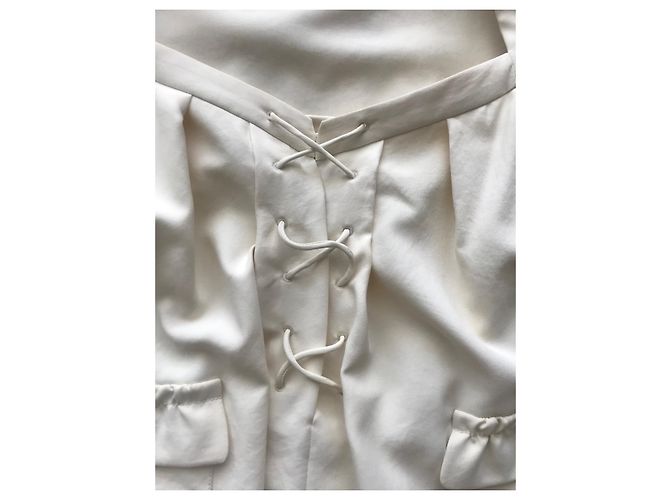 Carven Bluse aus cremefarbenem japanischem Canvas Weiß - Ansicht 4