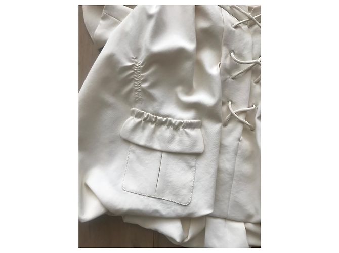 Carven Bluse aus cremefarbenem japanischem Canvas Weiß - Ansicht 5
