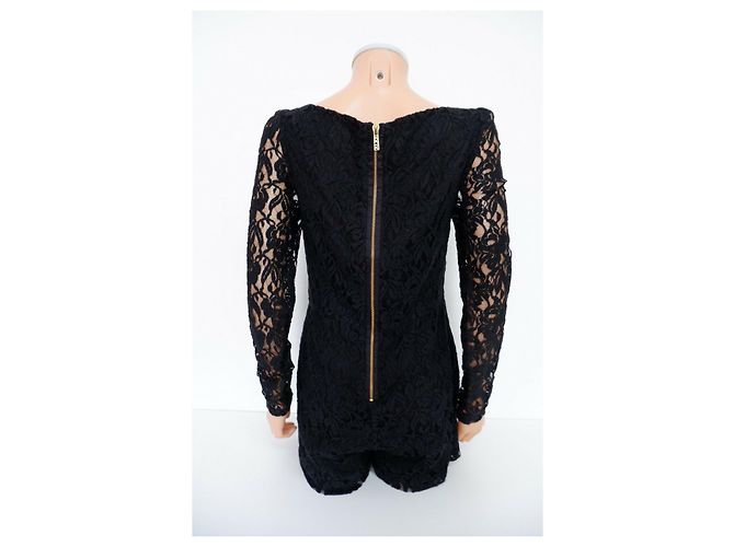 Alice by Temperley Macacão de renda com zíper exposto Preto - vista 2