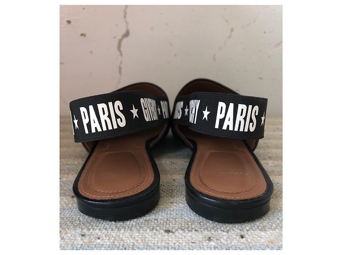 GIVENCHY Rivington Logo Elastischer Slingback Schwarze Leder Flats Pantoletten Gr 38 Pre-Owned - Ansicht 11