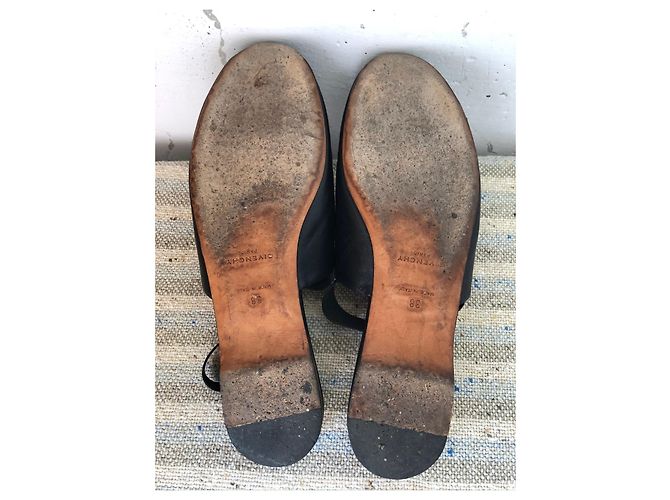 GIVENCHY Rivington Logo Elastischer Slingback Schwarze Leder Flats Pantoletten Gr 38 Pre-Owned - Ansicht 14