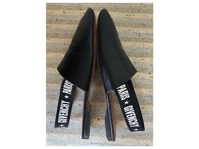 GIVENCHY Rivington Logo Elastischer Slingback Schwarze Leder Flats Pantoletten Gr 38 Pre-Owned - Ansicht 5