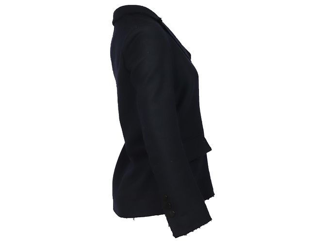 Blazer Helmut Lang Distressed in lana blu navy - vista 3