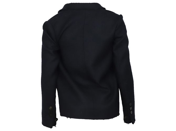 Blazer Helmut Lang Distressed in lana blu navy - vista 5