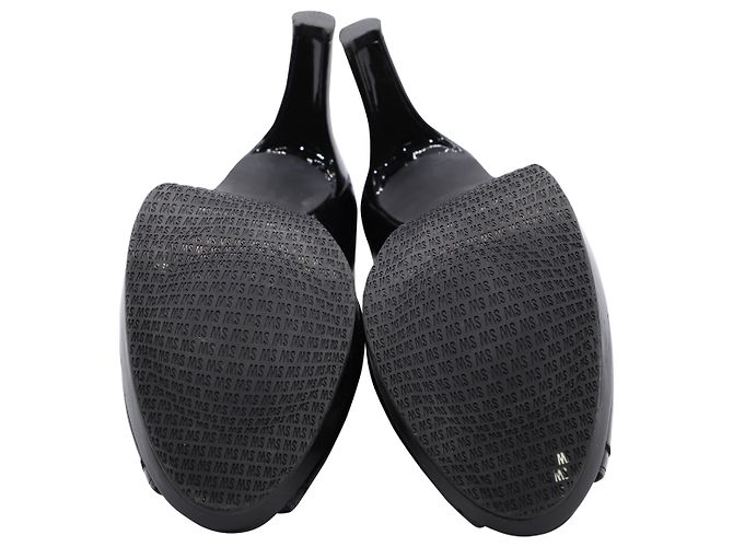 Stuart Weitzman x Russel Bromley Peep-Toe Pumps en Charol Negro - vista 6