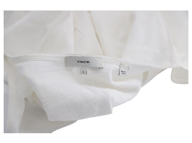 Camicetta Vince a maniche corte con scollo diviso in cotone bianco - vista 4
