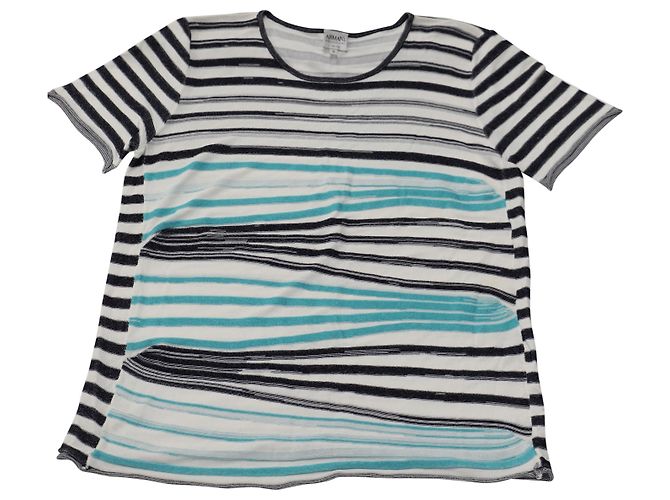 Armani Collezioni Gestricktes Streifen-T-Shirt aus mehrfarbigem Polyester Python drucken - Ansicht 3