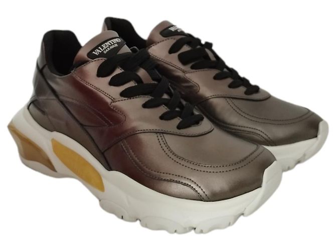 Sneaker Valentino Bounce in pelle marrone - vista 2
