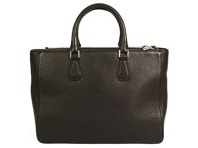 Tory Burch Große Shopper-Tasche aus schwarzem, gekrispeltem Leder mit Reißverschluss - Ansicht 2