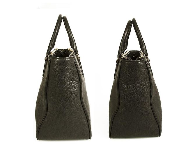 Tory Burch Große Shopper-Tasche aus schwarzem, gekrispeltem Leder mit Reißverschluss - Ansicht 3