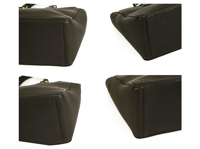 Tory Burch Große Shopper-Tasche aus schwarzem, gekrispeltem Leder mit Reißverschluss - Ansicht 4