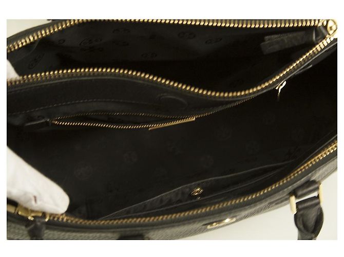 Tory Burch Große Shopper-Tasche aus schwarzem, gekrispeltem Leder mit Reißverschluss - Ansicht 6