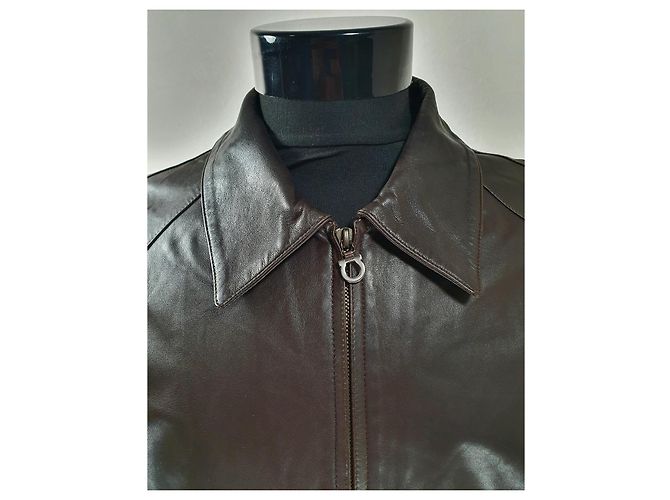 Salvatore Ferragamo Lederjacke Braun - Ansicht 2