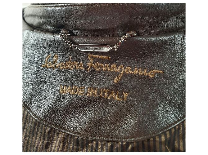 Salvatore Ferragamo Lederjacke Braun - Ansicht 9