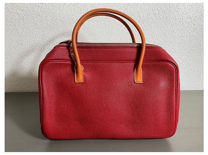 Borsa Hermès Loraine in pelle di vitello epsom Rosa Arancione - vista 2