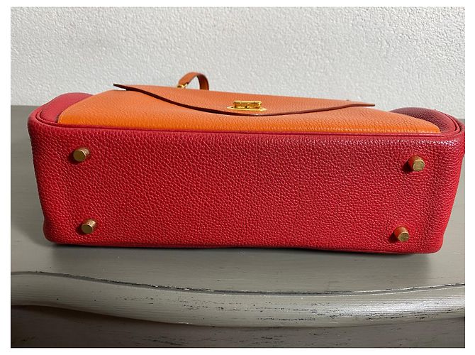 Borsa Hermès Loraine in pelle di vitello epsom Rosa Arancione - vista 3