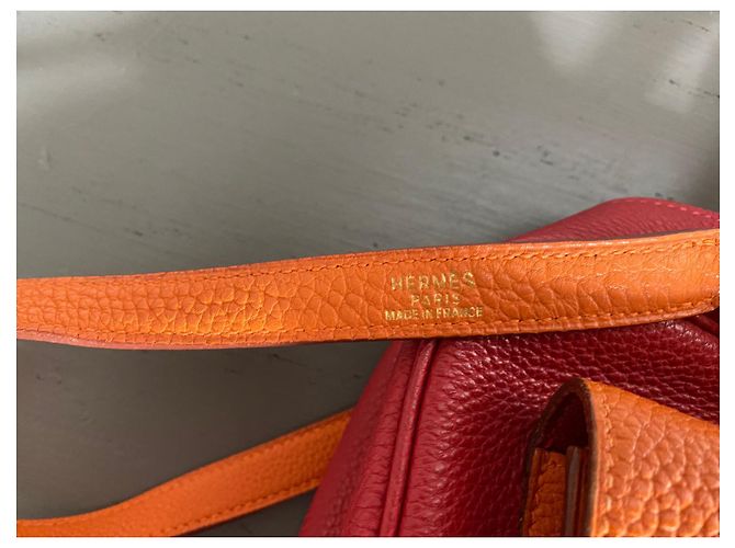 Borsa Hermès Loraine in pelle di vitello epsom Rosa Arancione - vista 5