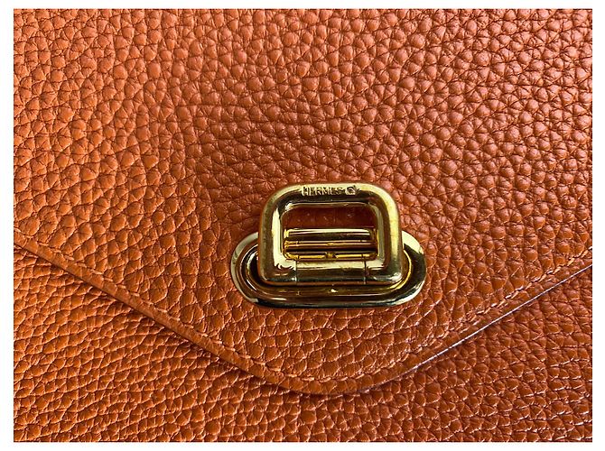 Borsa Hermès Loraine in pelle di vitello epsom Rosa Arancione - vista 6