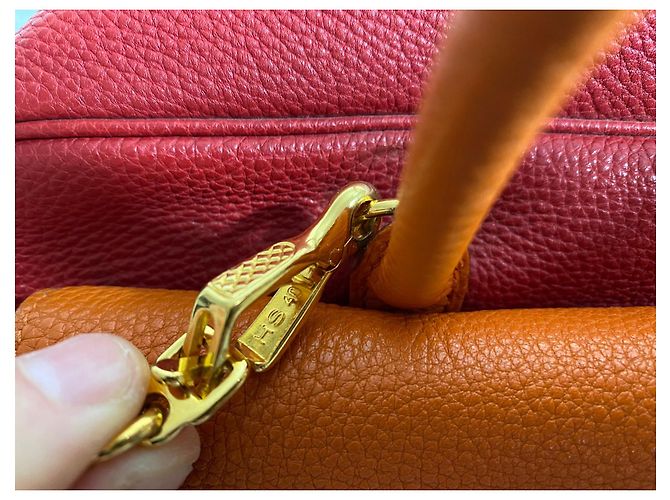Borsa Hermès Loraine in pelle di vitello epsom Rosa Arancione - vista 7