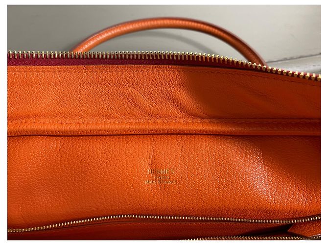 Borsa Hermès Loraine in pelle di vitello epsom Rosa Arancione - vista 8