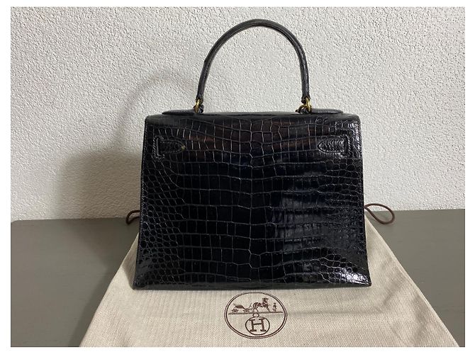 Hermès Borsa Kelly 28 coccodrillo nero liscio cc - vista 2
