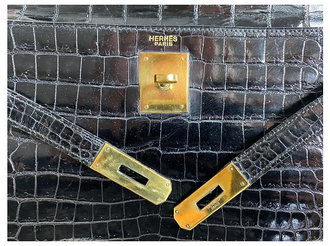 Hermès Borsa Kelly 28 coccodrillo nero liscio cc - vista 6