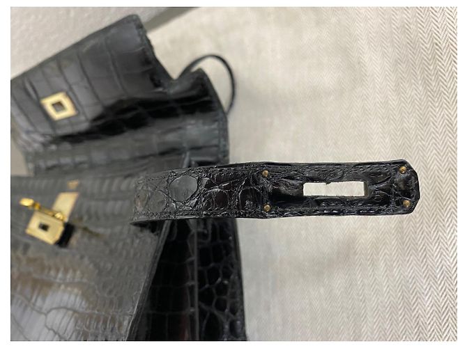 Hermès Borsa Kelly 28 coccodrillo nero liscio cc - vista 7