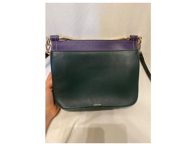 Borsa a mano Carven in pelle viola e verde scuro Porpora - vista 2