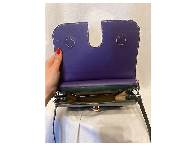 Borsa a mano Carven in pelle viola e verde scuro Porpora - vista 3