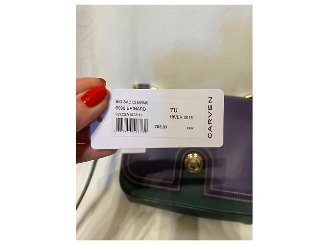Borsa a mano Carven in pelle viola e verde scuro Porpora - vista 4