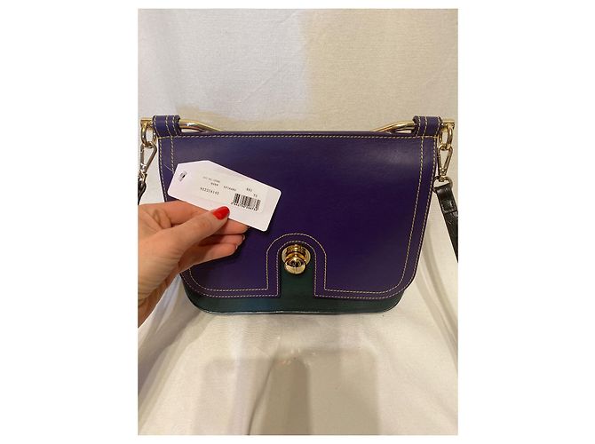 Borsa a mano Carven in pelle viola e verde scuro Porpora - vista 5