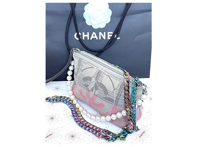 Pochette Chanel Travel Line Verde Rosa Multicolore - vista 13