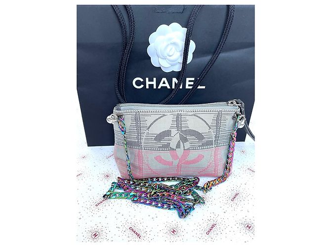 Pochette Chanel Travel Line Verde Rosa Multicolore - vista 2
