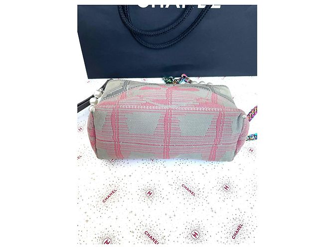 Pochette Chanel Travel Line Verde Rosa Multicolore - vista 4