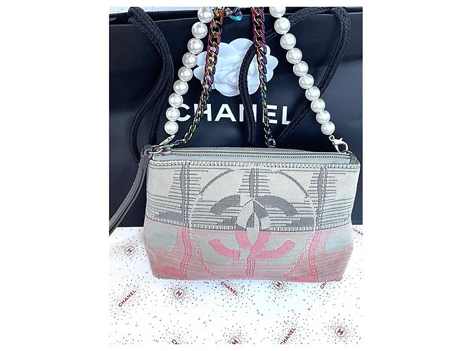 Pochette Chanel Travel Line Verde Rosa Multicolore - vista 6
