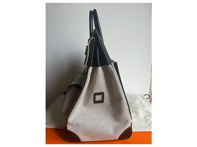 Sac à dépêches Hermès Hermes Haut a Courroies 40 Cargo canvas H/vitello Evercalf nero - vista 11
